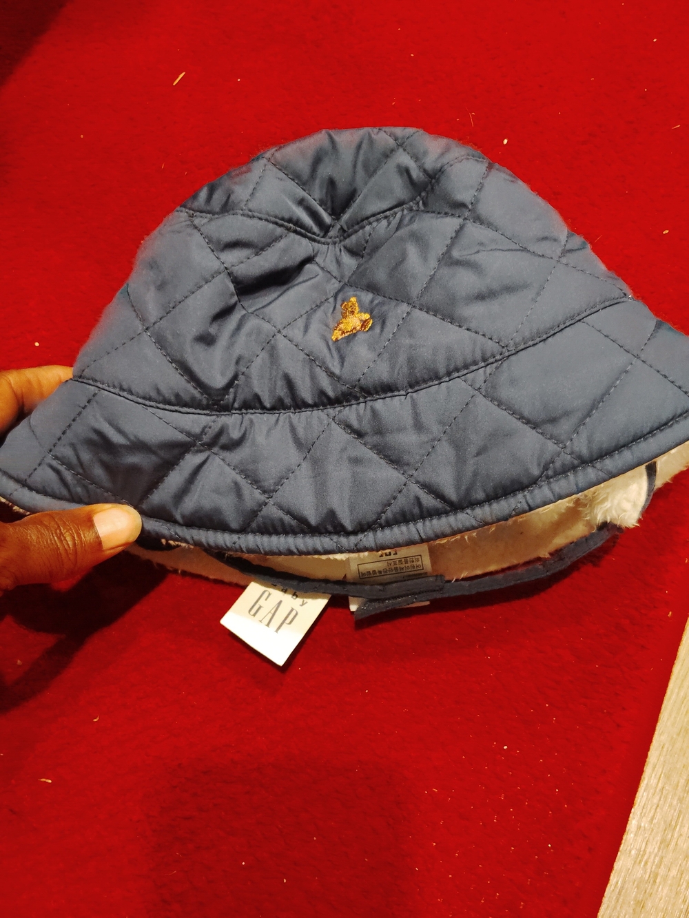 GAP Quilted Blue Bucket Hat with Ear Flap
